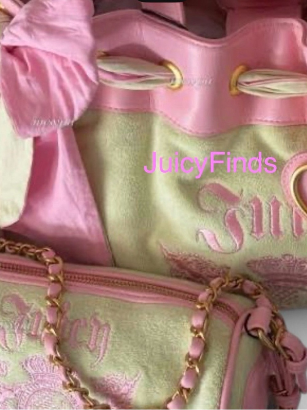 STUNNING PINK & PISTACHIO JUICY COUTURE UK EXCLUSIV DAYDREAMER TOTE & BARREL SET